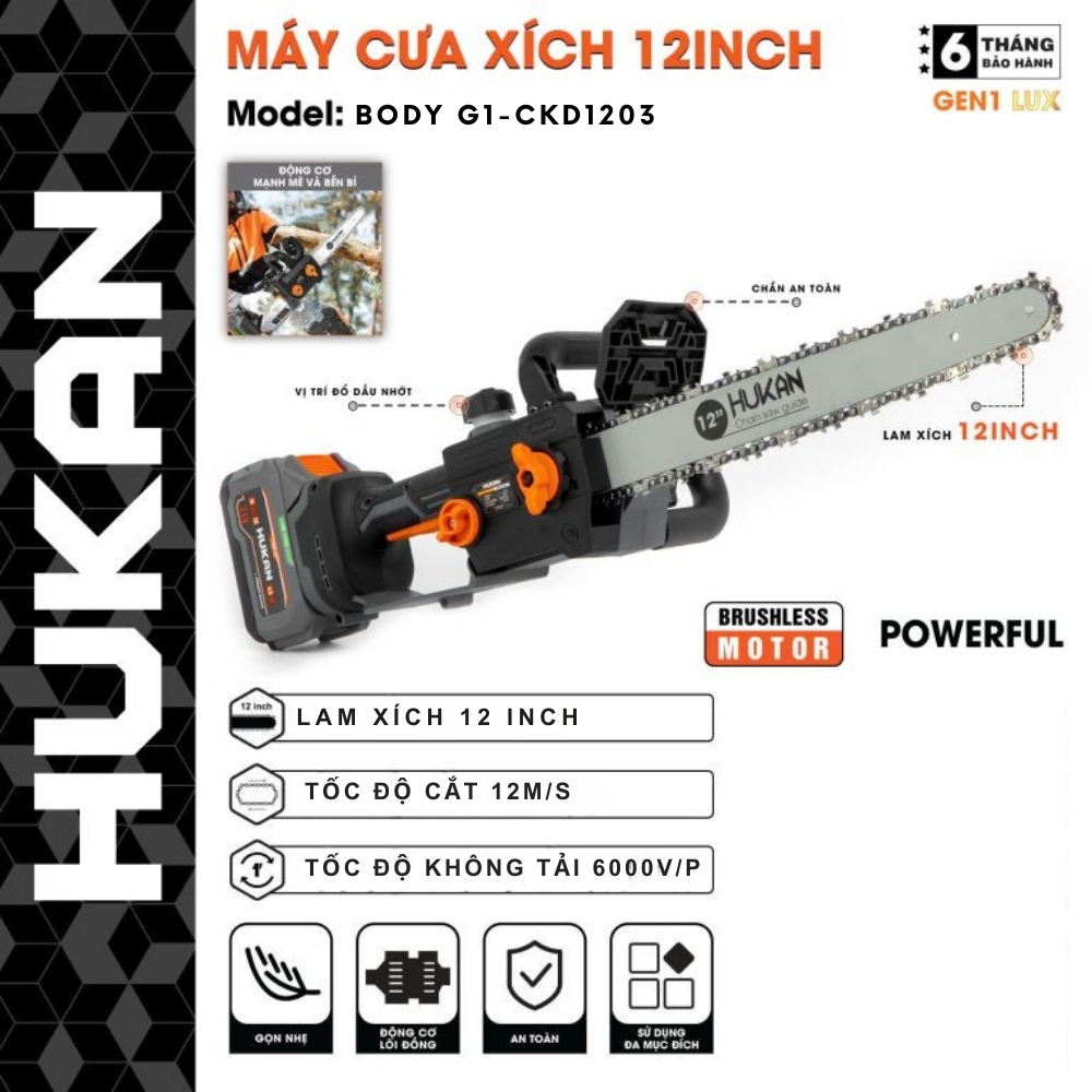 Thân Máy Cưa Xích Pin 12 Inch G1-CKD1203 GEN 1