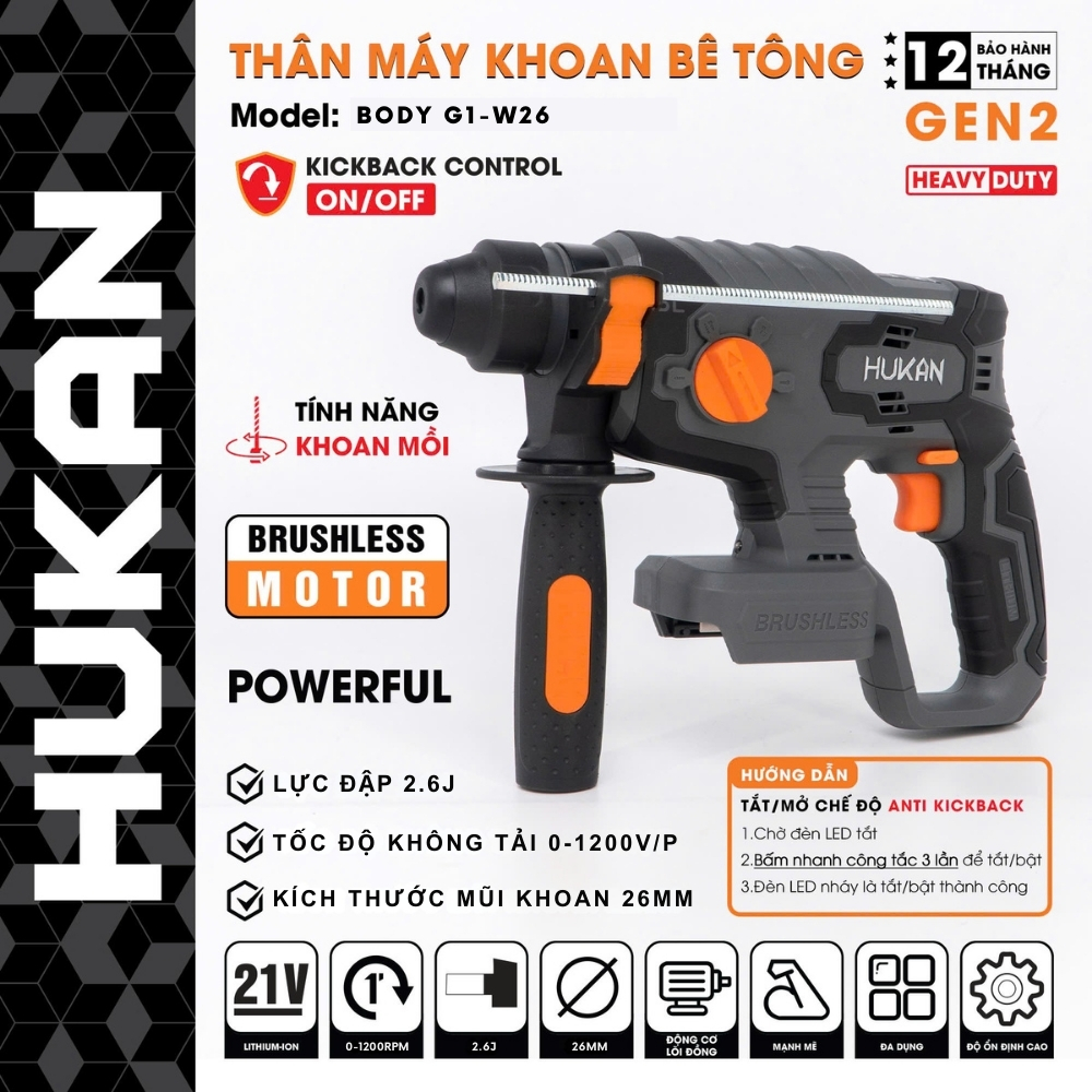 Thân Máy Khoan Bê Tông G1-W26 GEN 1