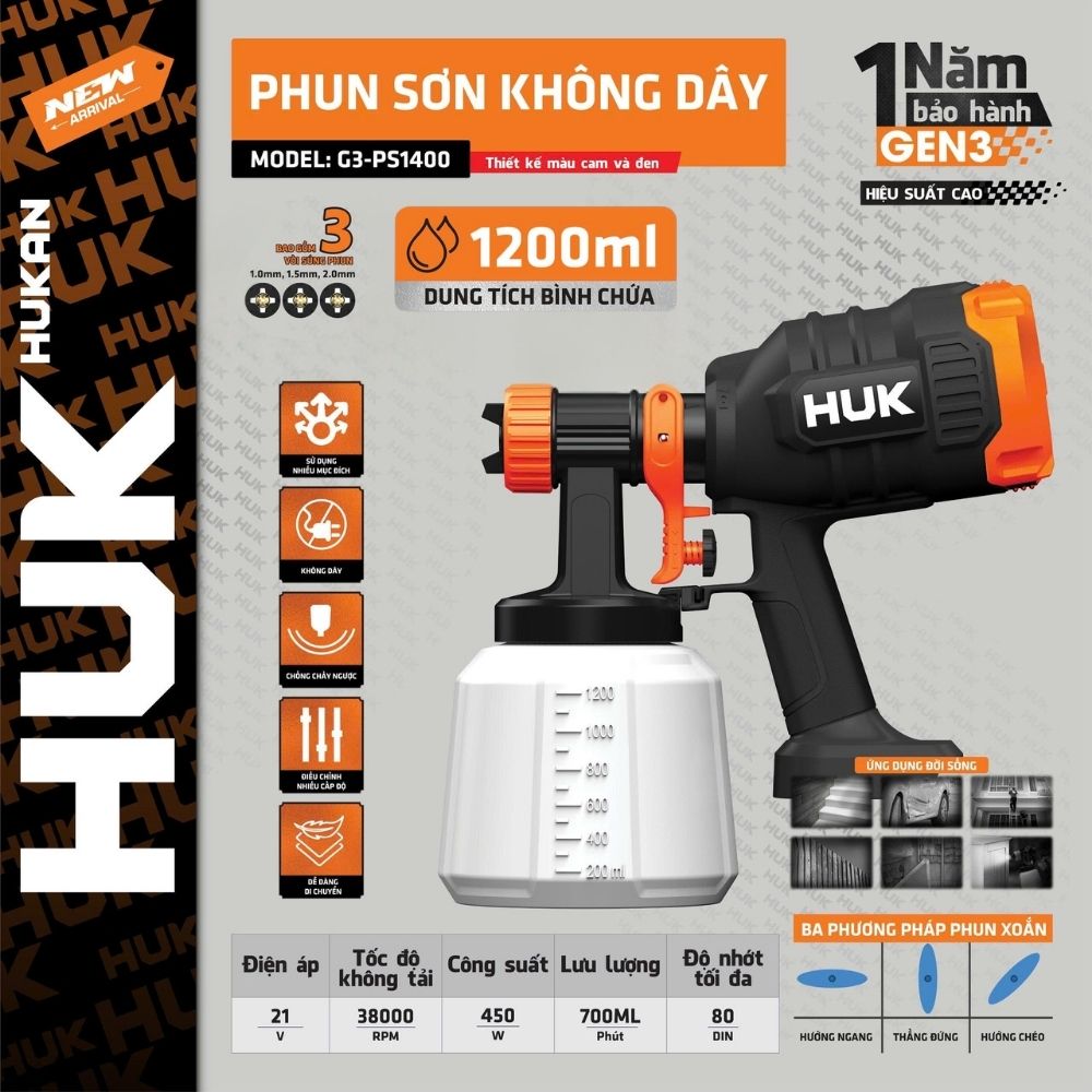 Thân Máy Phun Sơn Pin G3-PS1400 GEN 3 450W