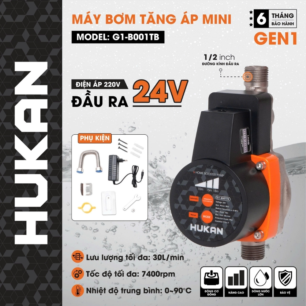 Máy Bơm Tăng Áp Mini G1-B001TB GEN 1 80W