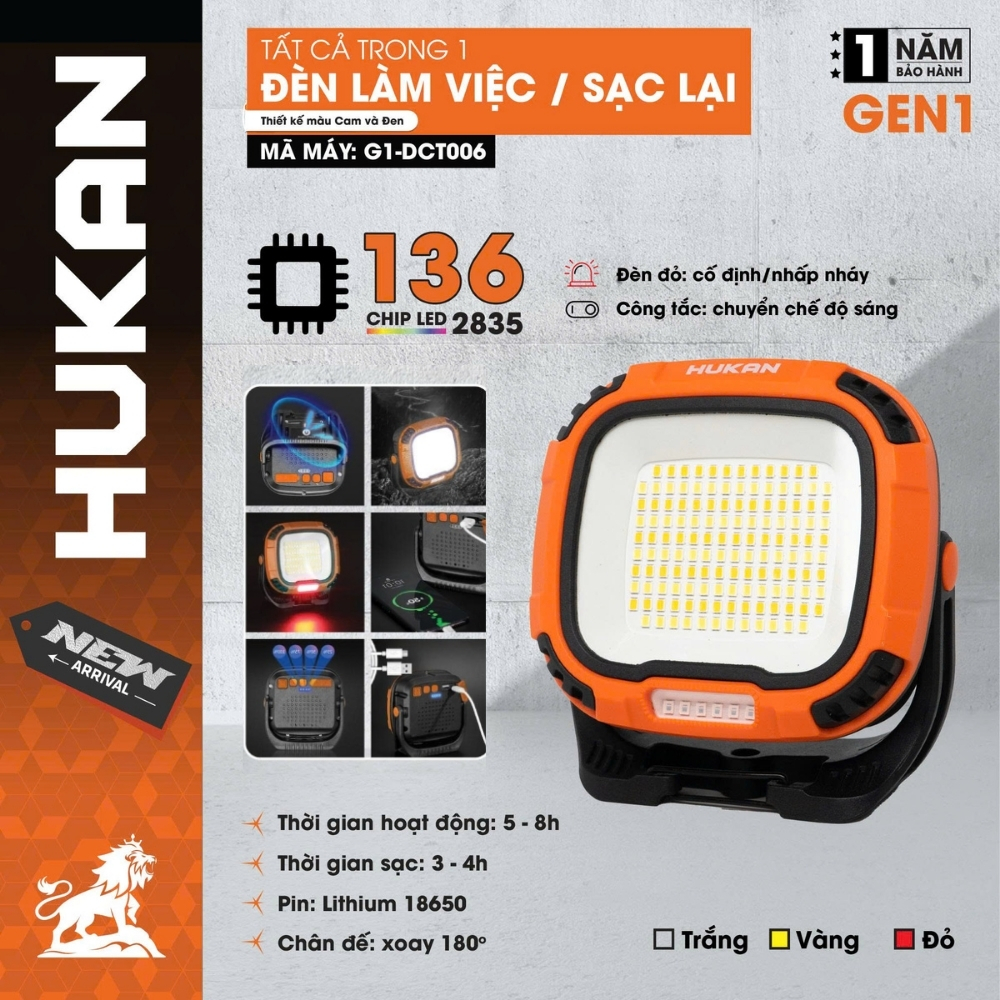 Đèn Chiếu Sáng Tích Điện G1-DCT006 GEN 1 136 LED