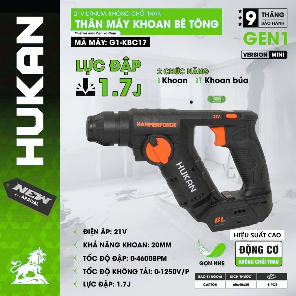Thân Máy Khoan Bê Tông Mini G1-KBC17 GEN 1 21V