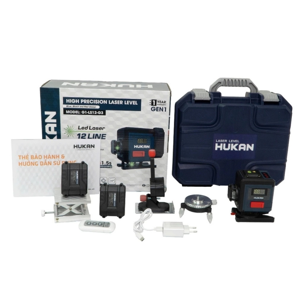 Hộp và Máy Cân Bằng Laser 12 Tia Xanh G1-LS12-G3 3D 360 Độ