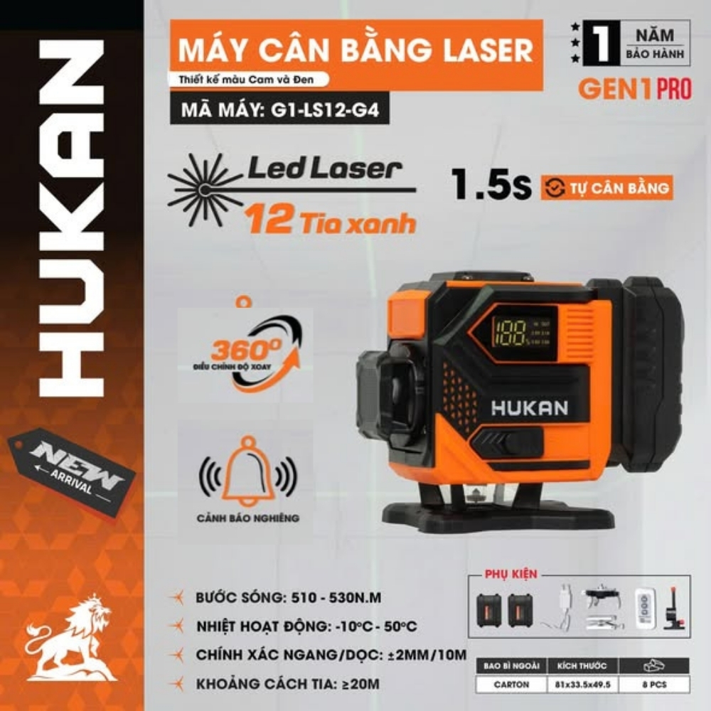 Máy Cân Bằng Laser 12 Tia Xanh G1-LS12-G4 3D