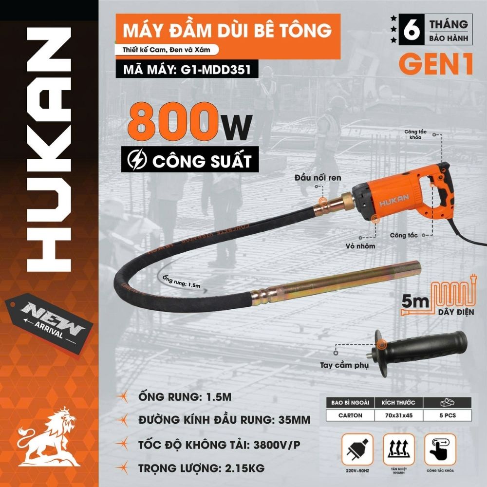 Máy Đầm Dùi Cầm Tay G1-MDD351 GEN 1 800W