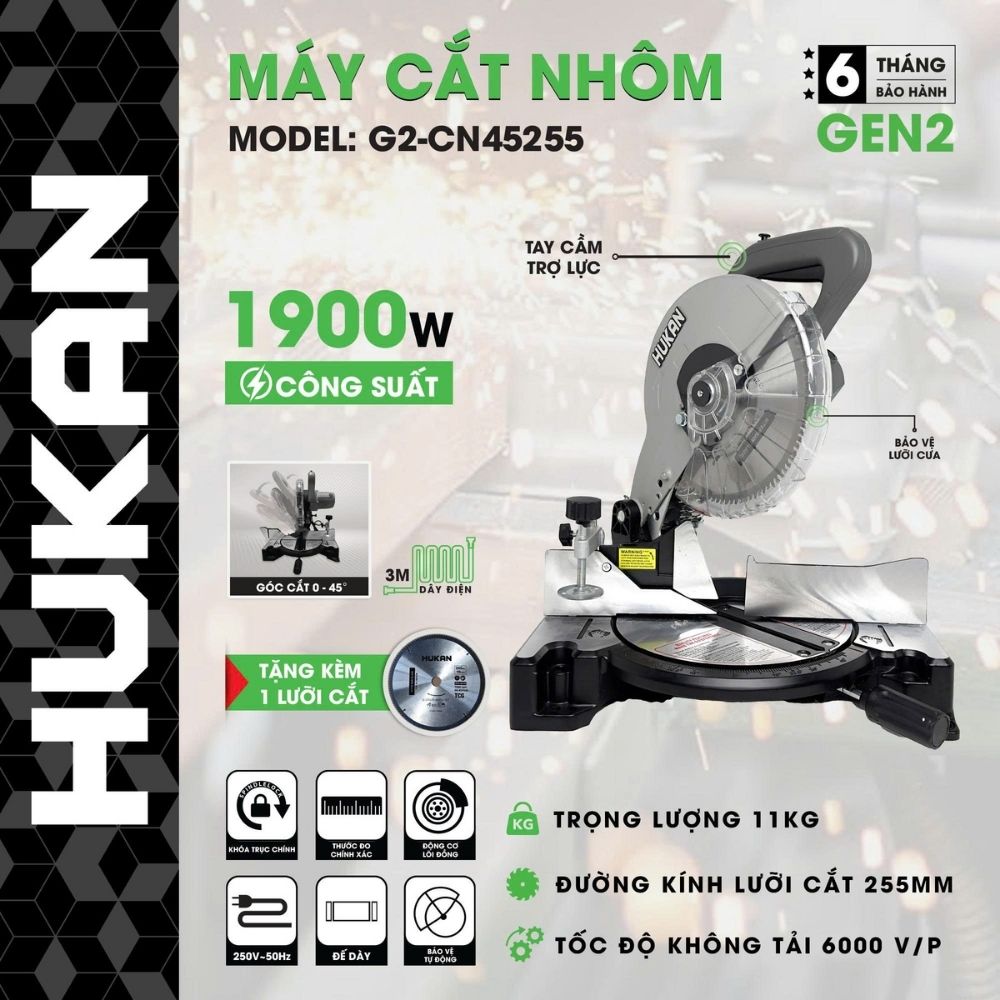 Máy Cắt Nhôm Nghiêng G2-CN45255 GEN 2 1900W