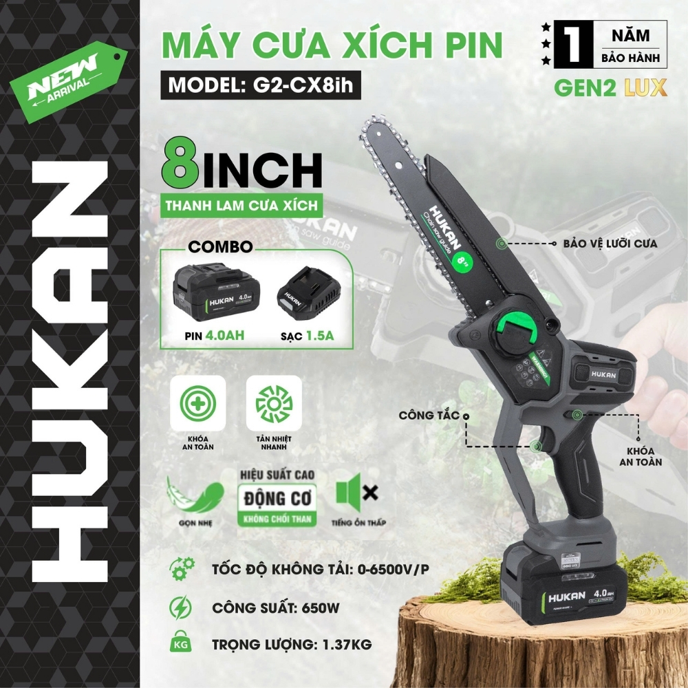 Máy Cưa Xích Pin 8 Inch G2-CX8ih GEN 2 LUX