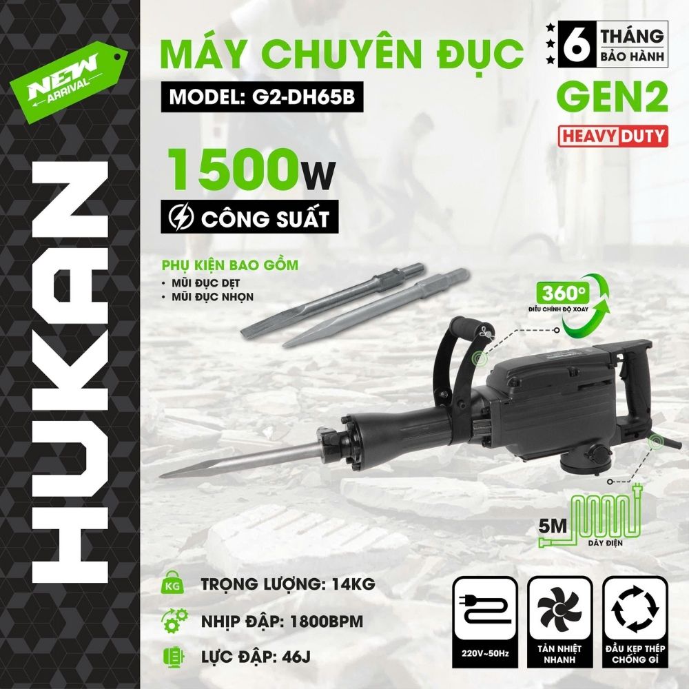 Máy Chuyên Đục Bê Tông G2-DH65B GEN 2 1500W