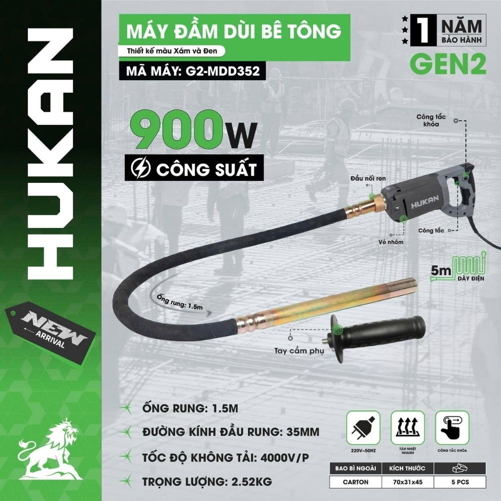 Máy Đầm Dùi Cầm Tay G2-MDD352 GEN 2 900W