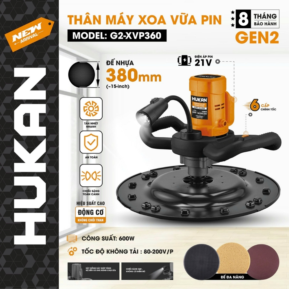 Máy Xoa Vữa Pin G2-XVP360 GEN 2 600W