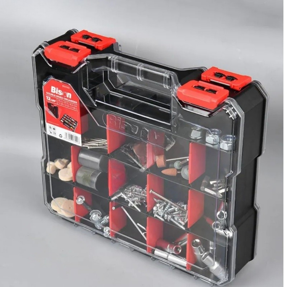 Hộp Nhựa Đựng Linh Kiện 2 Mặt BISON BS011012 34 Ngăn Nhựa Cao Cấp