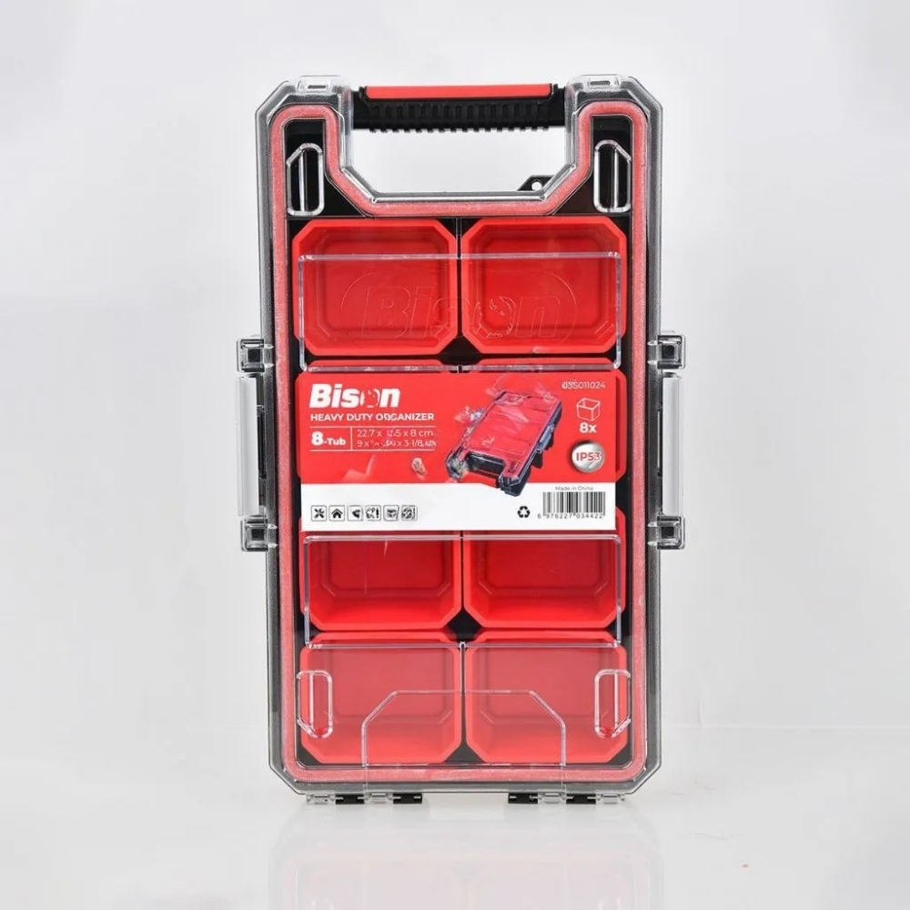Hộp Nhựa Đựng Linh Kiện Chống Nước Bison BS011024 IP53 8 Ngăn Khóa Nhôm
