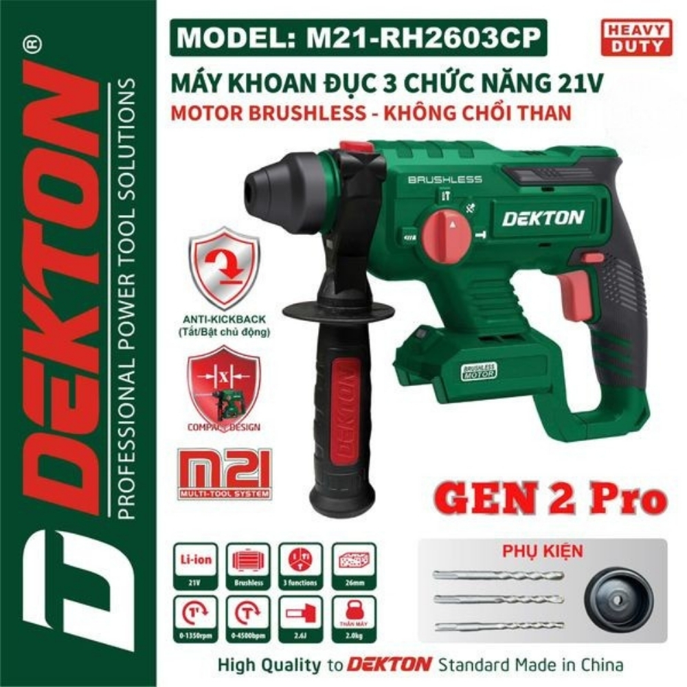Thân Máy Khoan Bê Tông Pin Dekton M21-RH2603CP