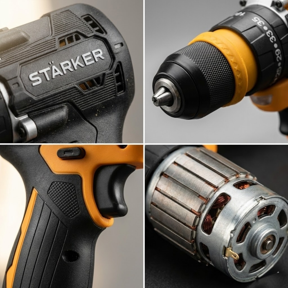 Bộ máy khoan 10mm STARKER 16,8Volt SK-904QUICK (Bộ 2 pin + Sạc)