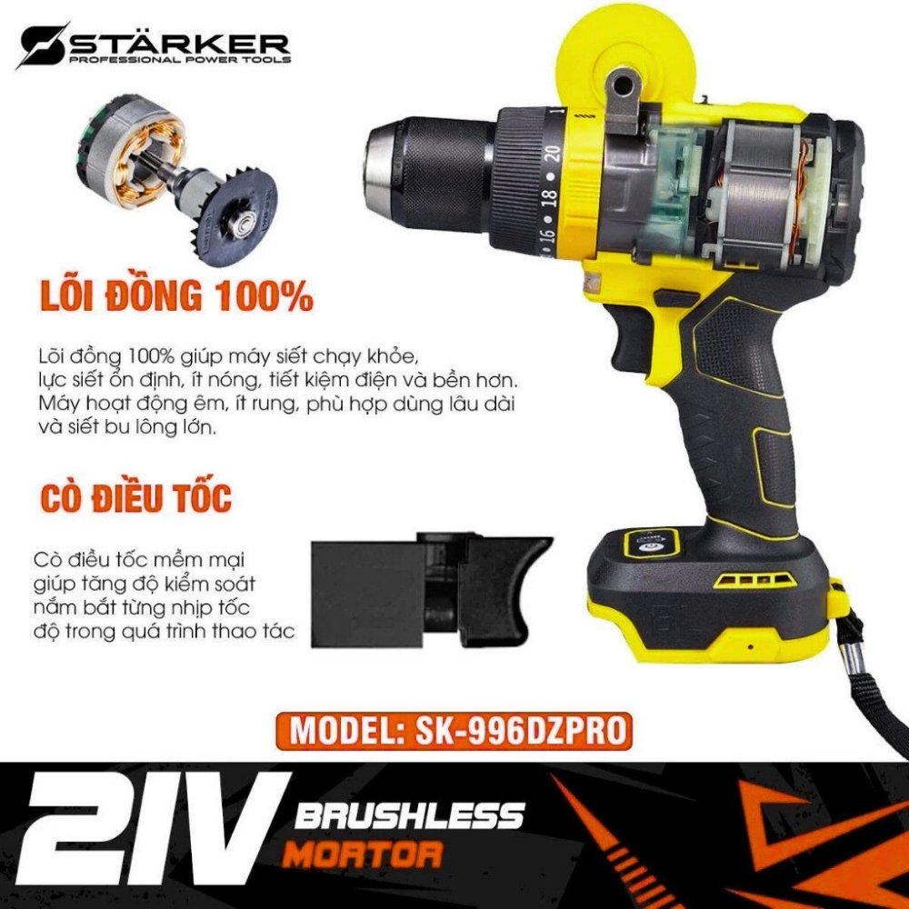 Máy khoan STARKER 13mm SK-996DZPRO