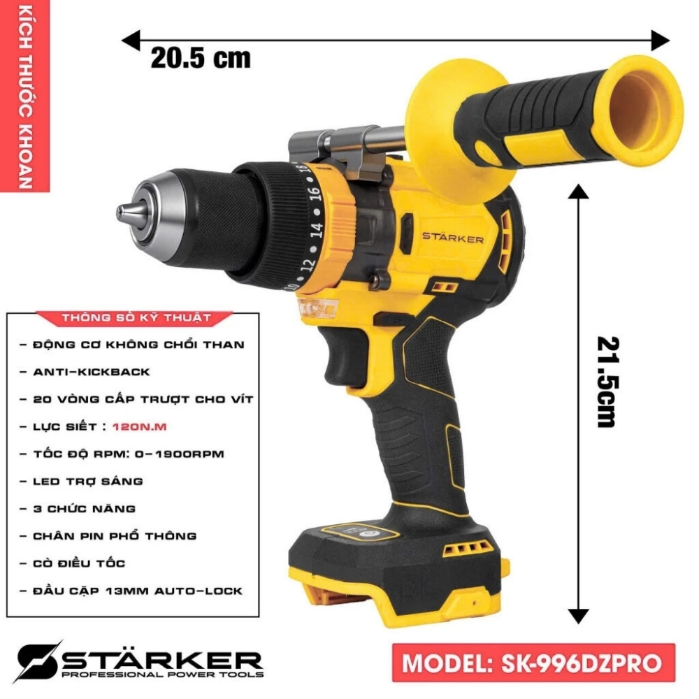 Máy khoan STARKER 13mm SK-996DZPRO