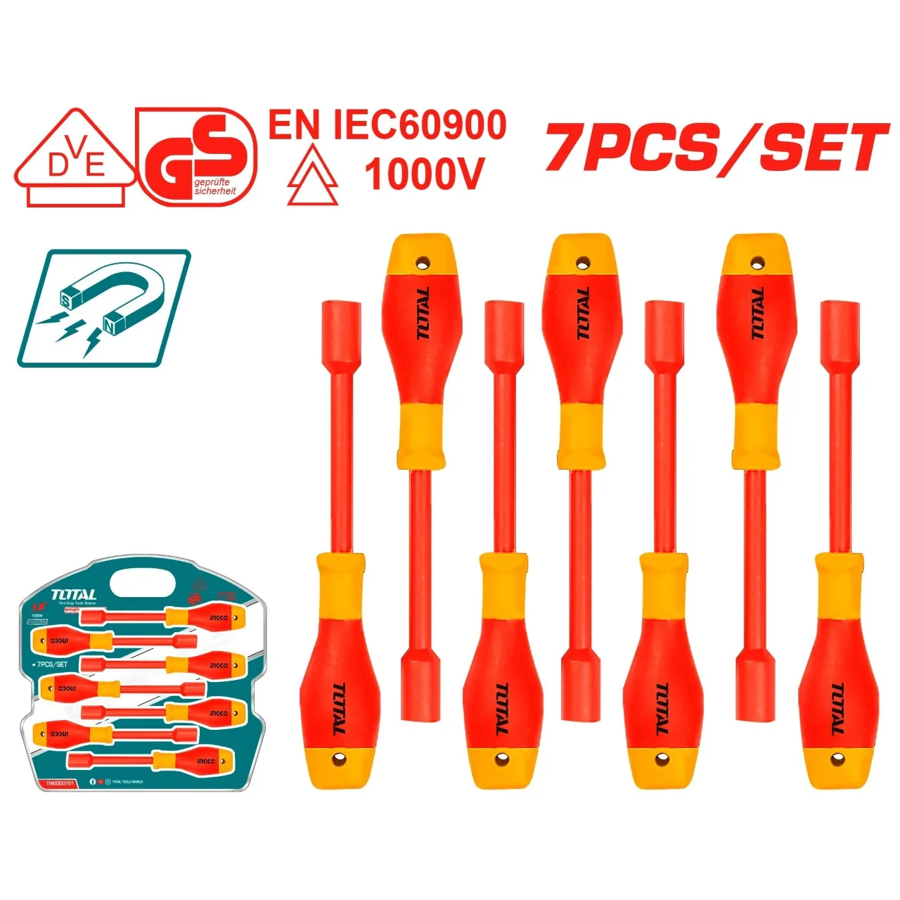 Bộ 7 Tua Vít Cách Điện TOTAL THKISD0701 Chính Hãng