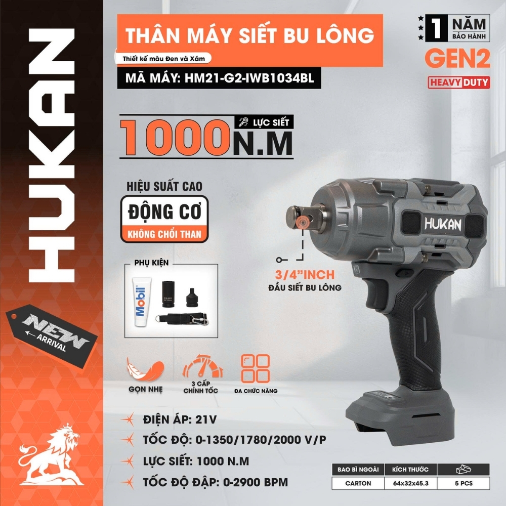 THÂN MÁY SIẾT BULONG PIN (GEN2) - BODY HM21-G2- IWB1034BL