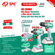 Bộ combo máy khoan TDLI204531 & máy siết vít TIRLI2028 không chổi than dùng pin 20V TOTAL - TCKLI20272