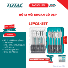 Bộ 12 mũi khoan gỗ dẹp TOTAL - TACSDL1206