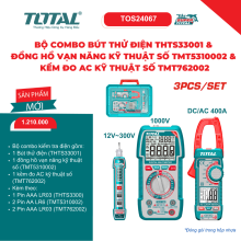 Bộ combo bút thử điện THTS33001 & đồng hồ vạn năng kỹ thuật số TMT5310002 & kềm đo AC kỹ thuật số TMT762002 TOTAL - TOS24067