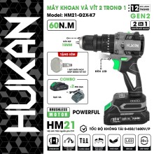 Máy Khoan Pin 3 Chức Năng 10Mm (Gen 2) HUKAN - HM21-G2X-K7