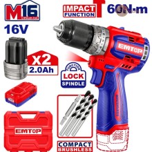 Bộ máy khoan pin 13mm 16.8V  EMTOP - ECIDL16682