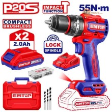 Bộ máy khoan pin động lực (có búa) 13mm  EMTOP - ECIDL20558