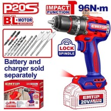 Thân máy khoan pin động lực (có búa) 13mm  EMTOP - ECIDL209681