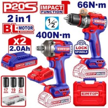 Bộ combo 2 món Bulong và khoan pin động lực  EMTOP - ECKL20275