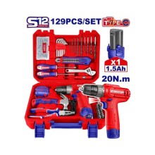Bộ máy khoan pin 10mm TYPE-C gồm 129 món đồ nghề  EMTOP - EEDK12901
