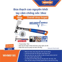 Búa thạch cao nguyên khối tay cầm chống sốc 16oz WADFOW - WHM8195